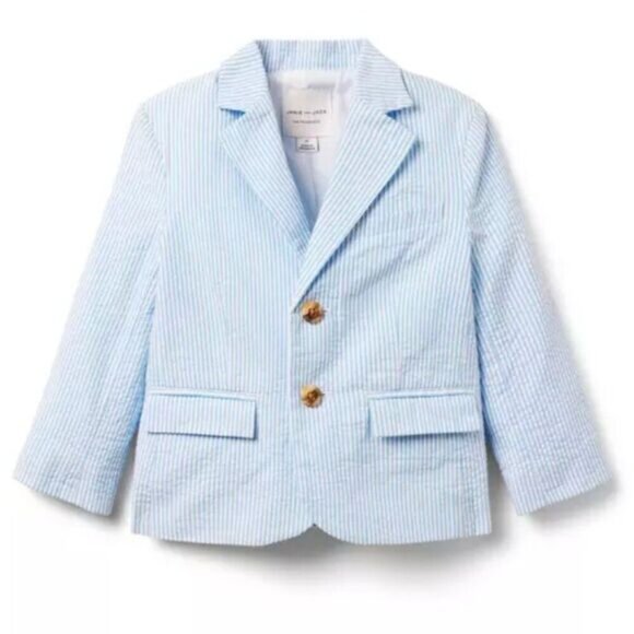 Janie and Jack 100049003 Boy Light Blue Stripe The Seersucker Blazer NWT